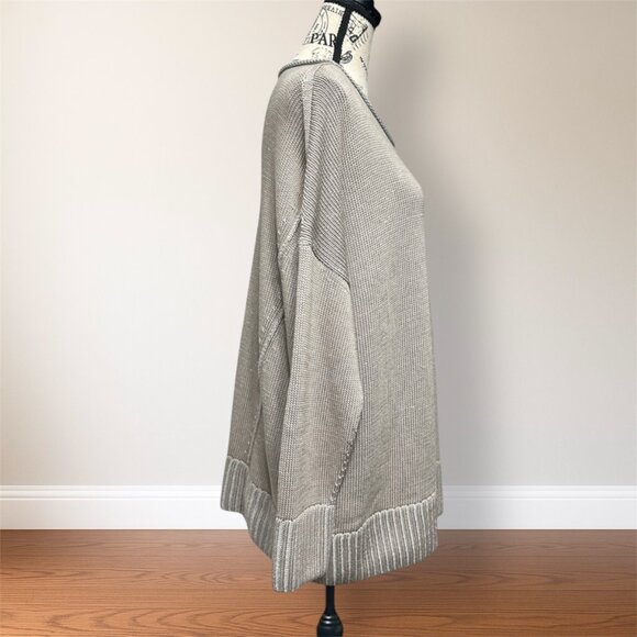 Lafayette 148 Jute Dove Cotton Silk Sweater Boxy Knit Academia Minimalist Sz L - Picture 2 of 13